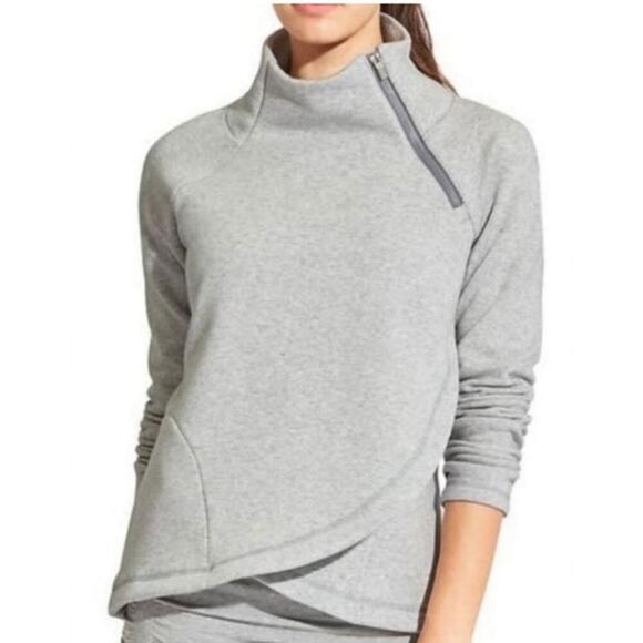 Athleta Cozy Karma Women's XS Asymmetrical Quarter Zip Pullover Sweater Gray - Picture 1 of 12